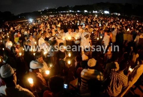 Candle light march against sexual assault on a nursery girl