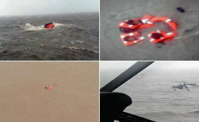 Dramatic rescue by the navy and Coast Guard sailors were pulled to safety