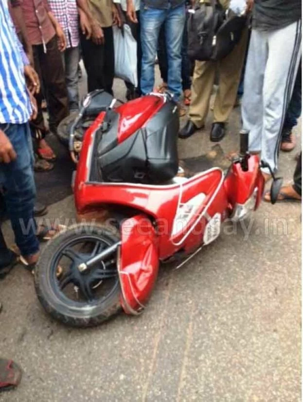 Bus rams over bike: Rider seriously injured