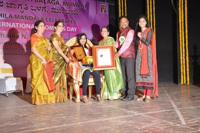 Kabaddi player Mamatha Poojary felicitated by Billawa Jagruti Balaga on World Women’s day